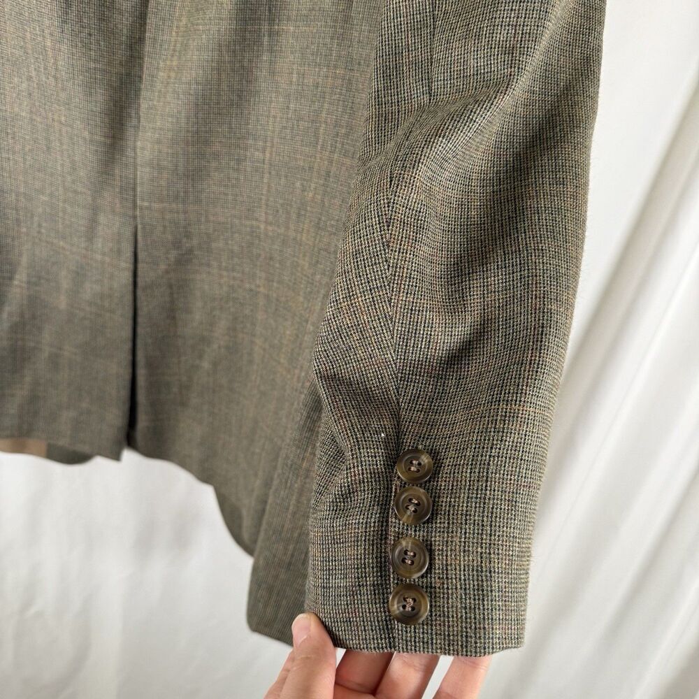 Lauren Ralph Lauren Silk Wool Blazer Men 46R Beige Inside Pockets 3 Button Front - Picture 12 of 12